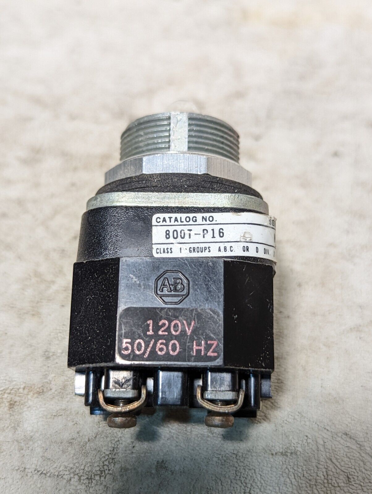 Allen-Bradley 800T-P16 indicator light, no lens, 120VAC