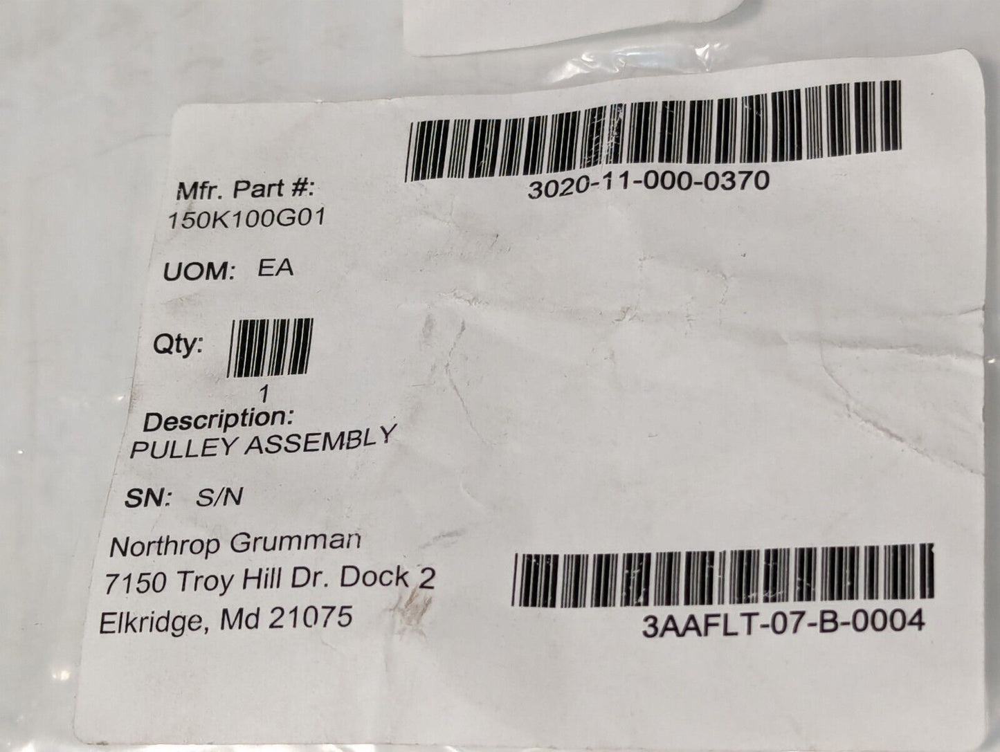 150K100G01 Pulley Assembly 3020-11-000-0370 - Free Shipping