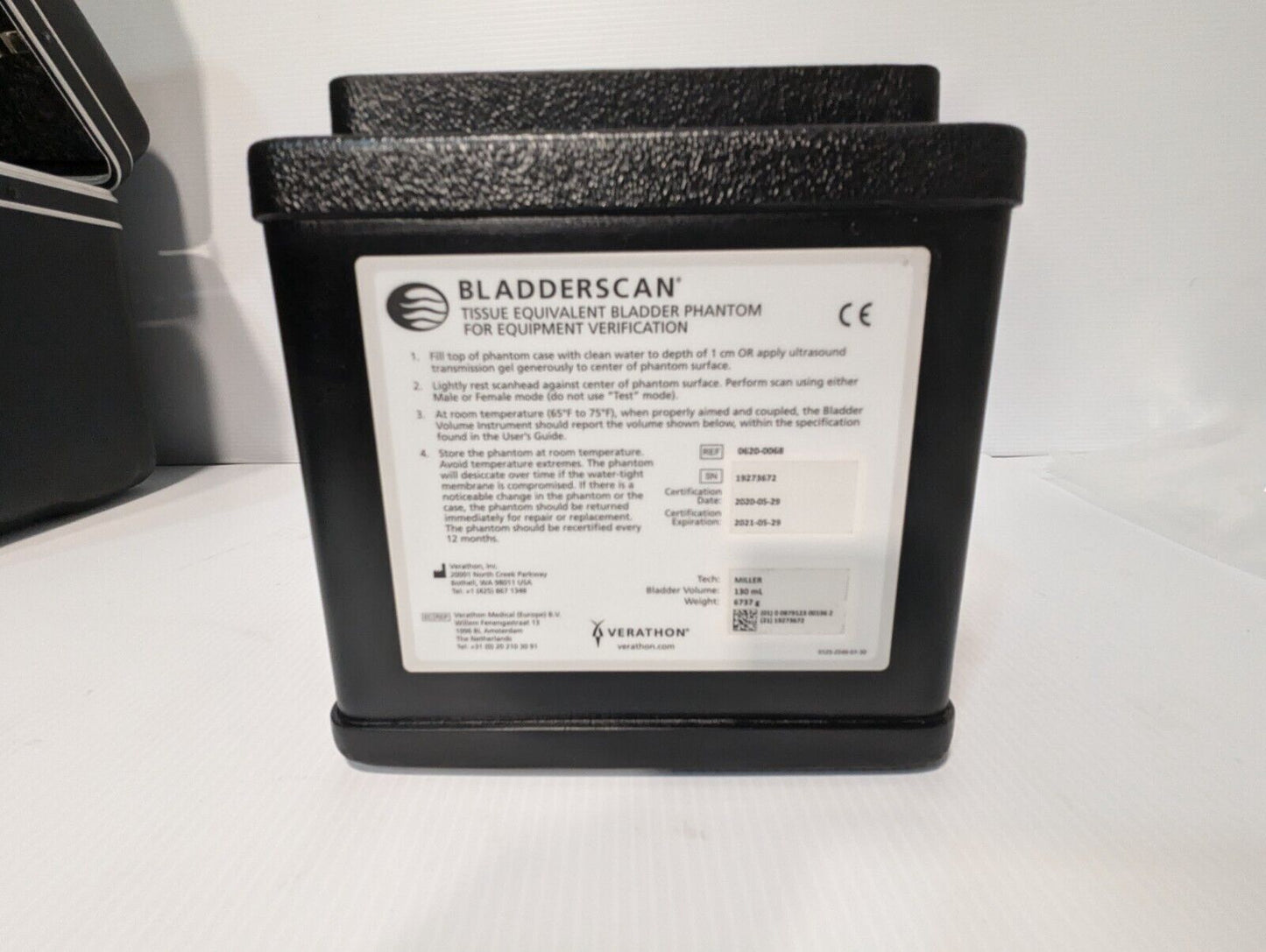 Verathon 0620-0068 Scan Tissue Bladder Equivalent Ultrasound Test Phantom READ