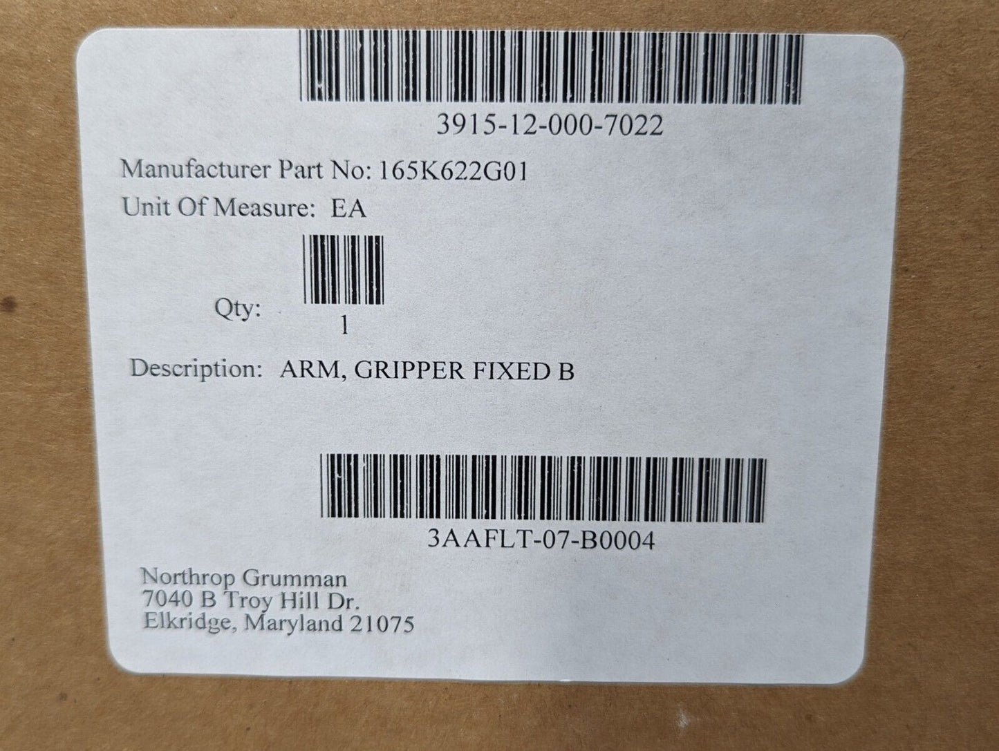 3915-12-000-7022 165K622G01 Fixed Gripper Arm (B) - Free Shipping