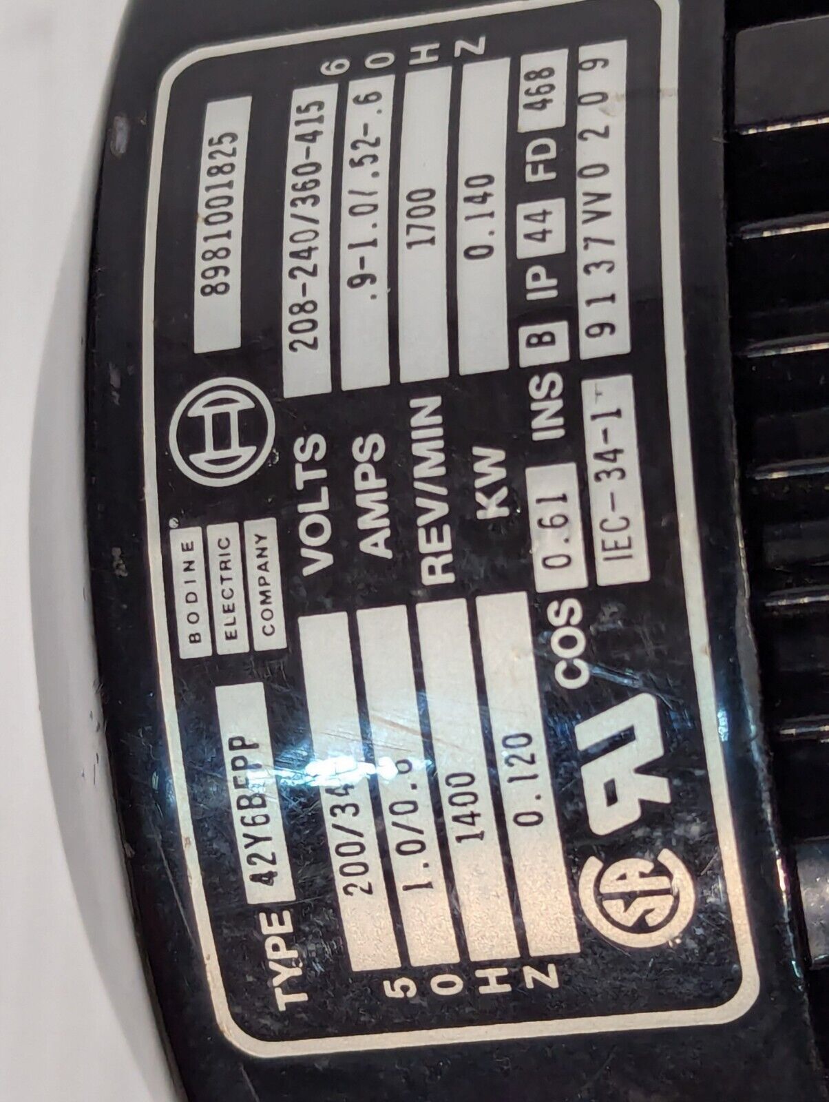Bodine 42Y6BFPP motor with Bosch 3842503066 gear box for parts or repair