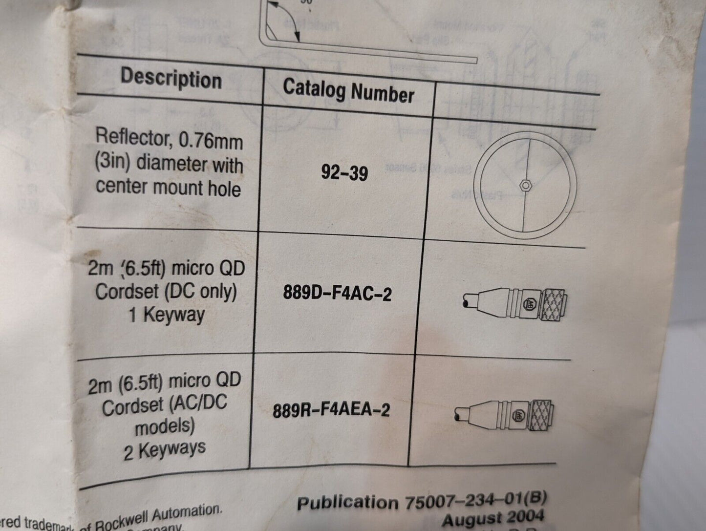 Allen Bradley 42SRU-6002 PhotoSwitch Retroreflective Control, 10-30VDC, 1 watt