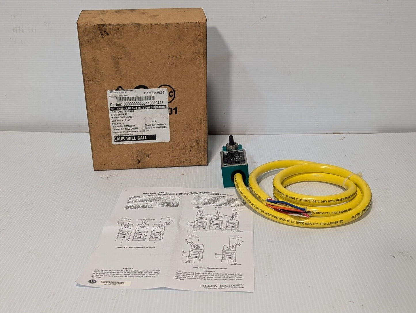 Allen Bradley 802M-NPY5 Pre-Wired Limit Switch, 5' Cable, Ser F - Free Shipping