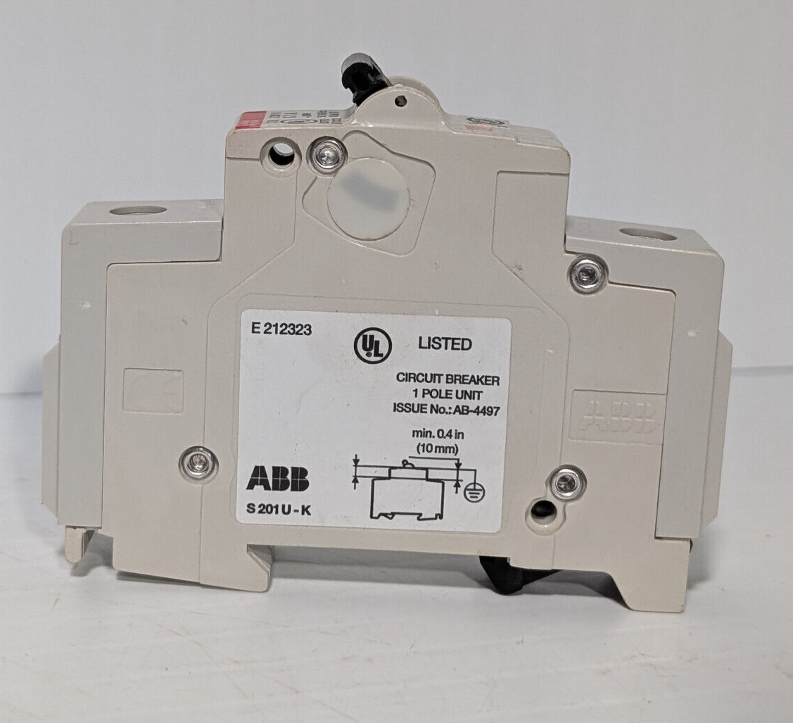 ABB S201U-K1 Circuit Breaker, 1-Pole, 240 VAC, 1 A, Trip Curve K