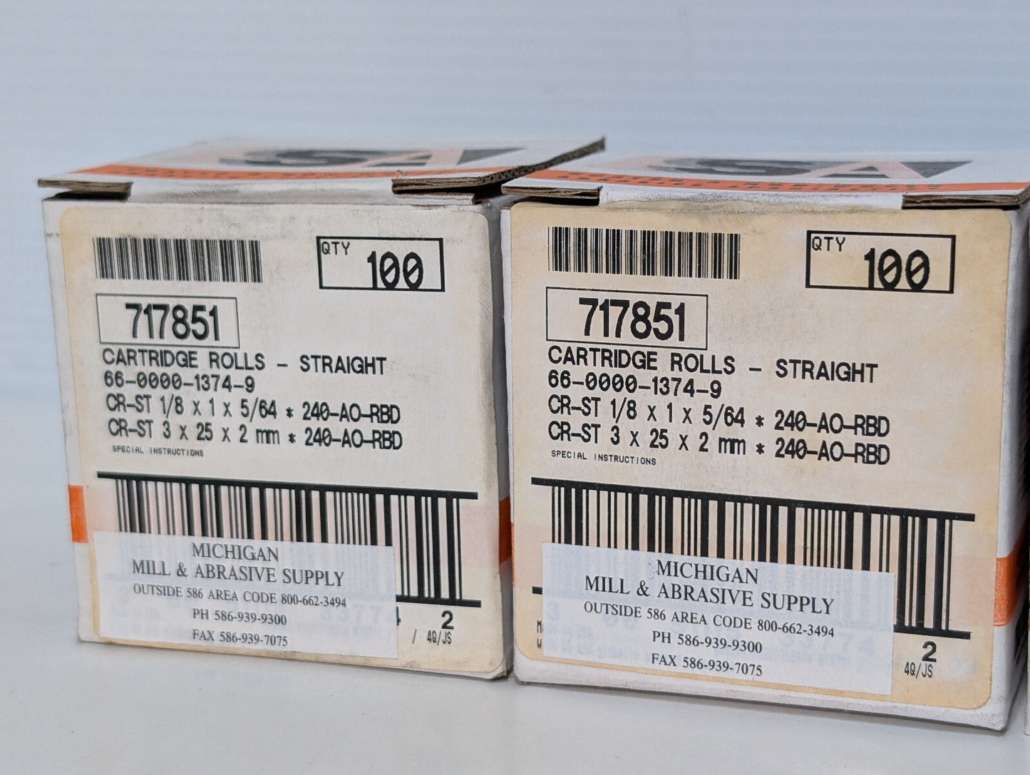 Standard Abrasives 717851 Straight Cartridge Rolls 1/8x1x5/64, 240 AO-RBD 100 Ct