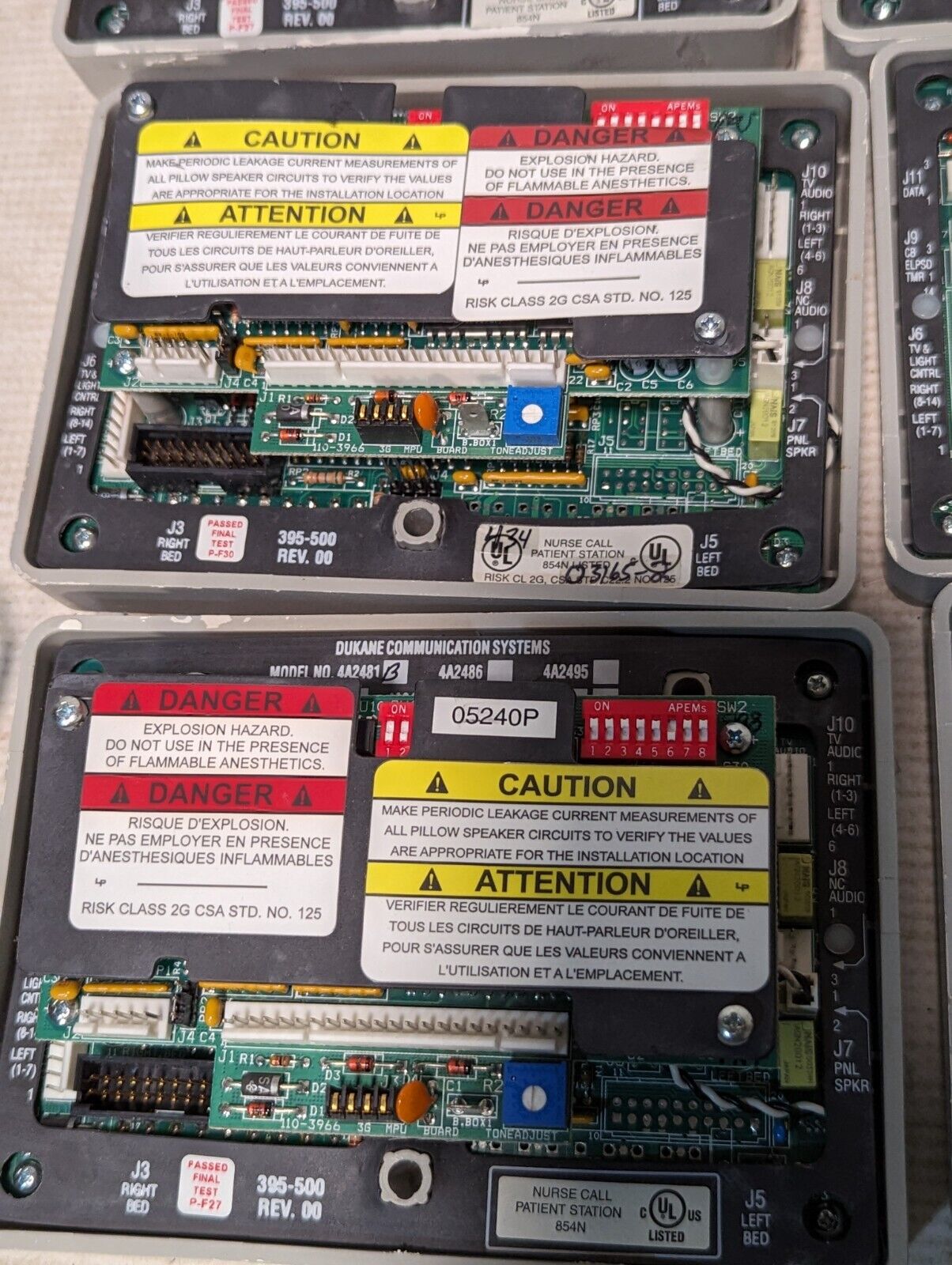 Lot of assorted Dukane nurse call station components: 4A2481B, 18B424, 9B2105
