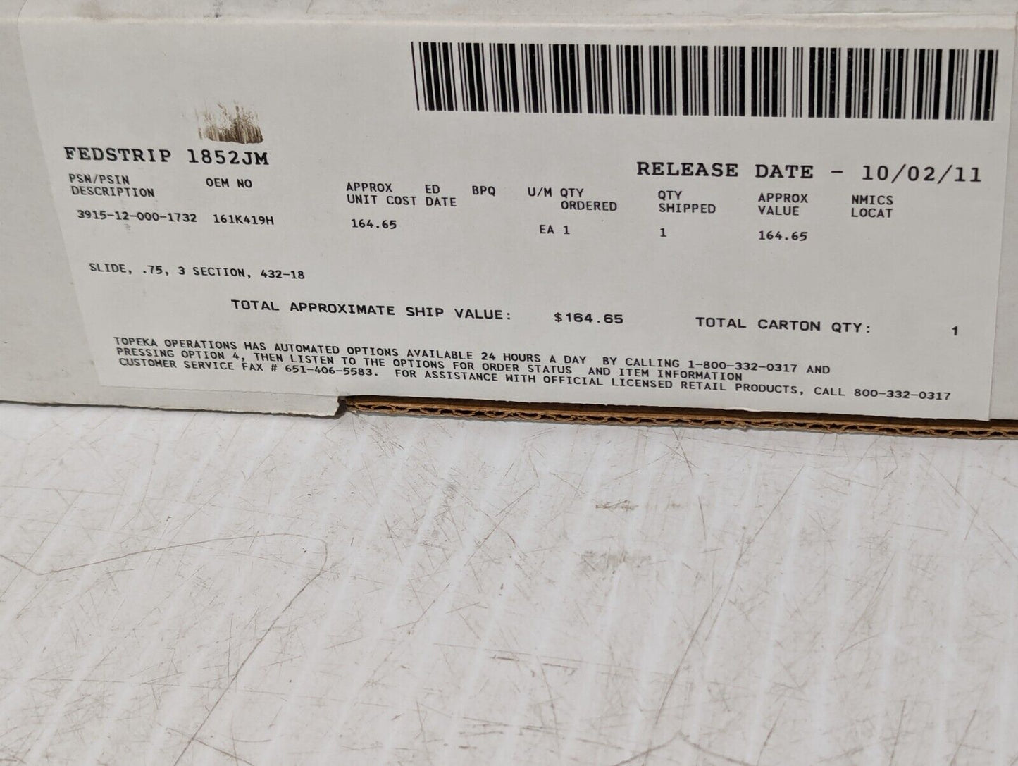 *Read* 3915-12-000-1732 161K419H 3 Section Slide 432-18 - Free Shipping