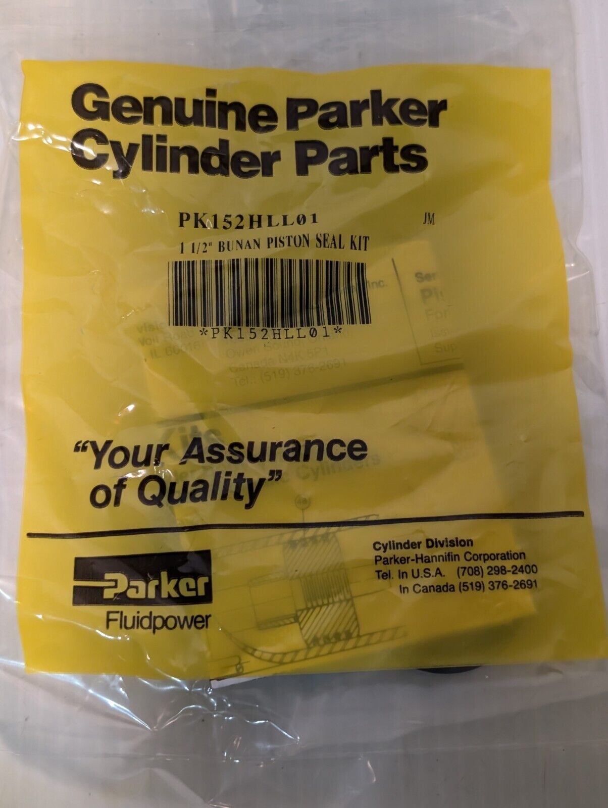(Lot of 2) Genuine Parker PK152HLL01, 1-1/2" Bunan Piston Seal Kit - Free Ship