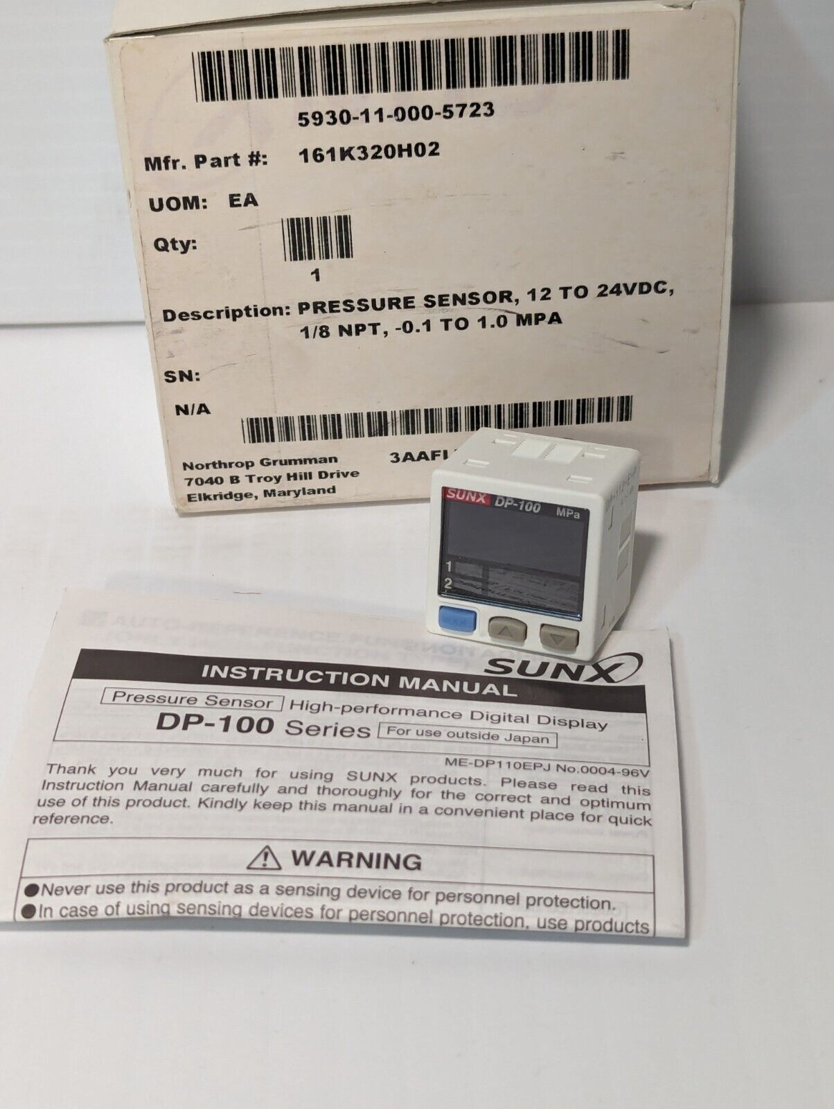 SunX DP-112-E-P-J Pressure Sensor, 161K320H02 - Free Shipping