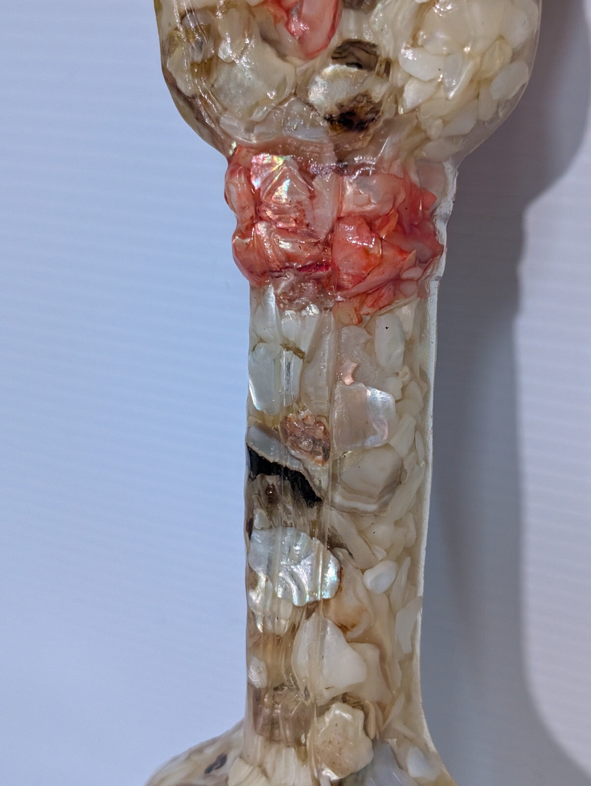 Vintage Set Fork Spoon Wall Hanging Epoxy Shell Mother of Pearl Resin Art 15.5"