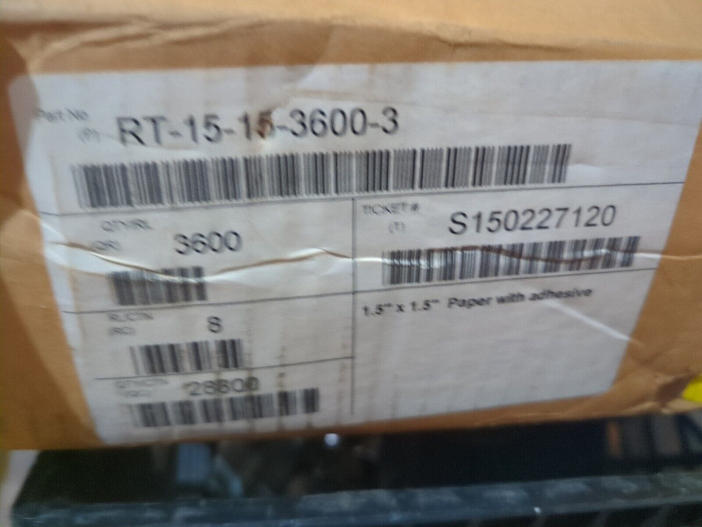 Lot of 3 Unbranded RT-15-15-3600-3 Thermal Transfer Barcode Label 1.5 in x 1.5in