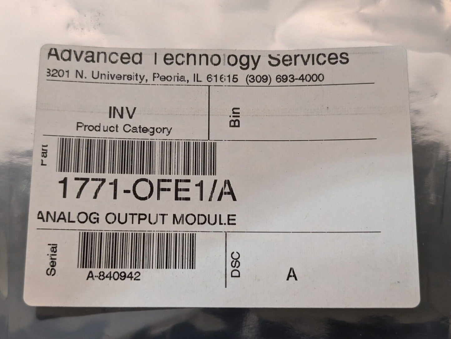 Allen Bradley 1771-OFE1/A Analog Output Module, 4 Channel, Series A - Free Ship