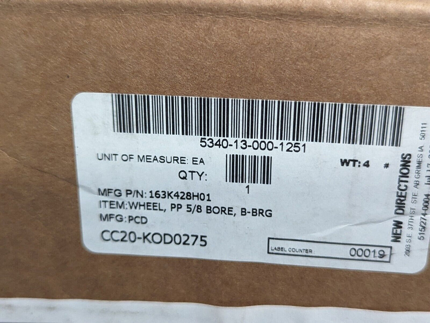 5340-13-000-1251 163K428H01 5/8" Bore Wheel - Free Shipping