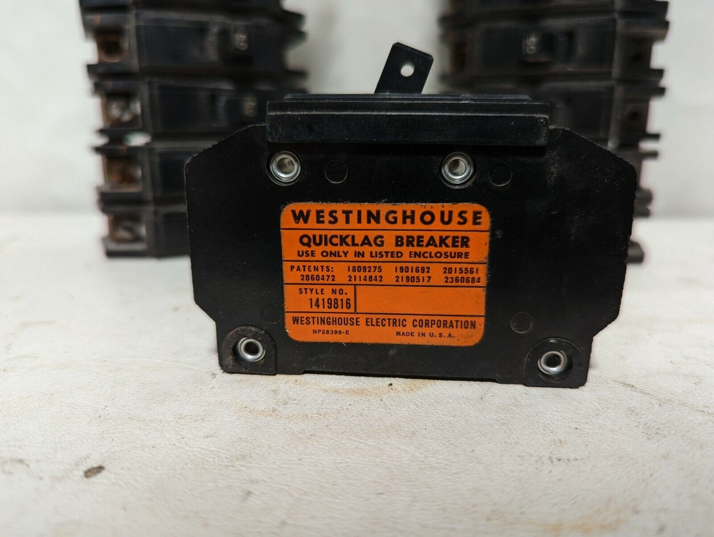 Lot of 6 Westinghouse QCL1050 circuit breakers, 50A, 1P, 120/240VAC, 1419816