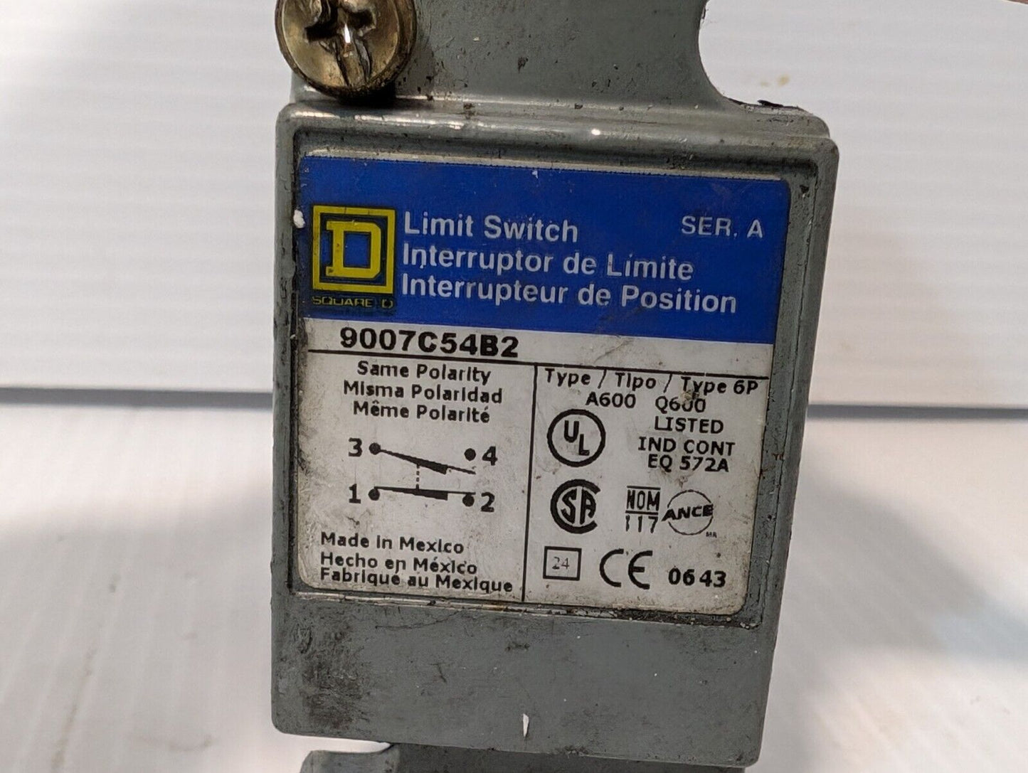 Square D, Class 9007, Ser A. Operating Head Limit Switch, 10 deg