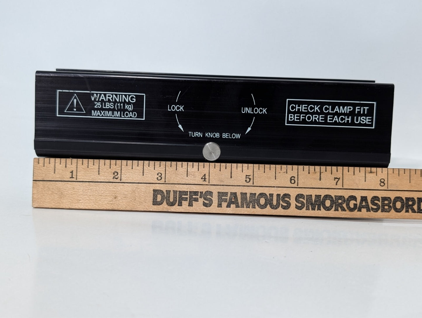 Unbranded clamp, 25 pounds max load, 8 in long, 1-1/4 to 1-13/16 inches thick