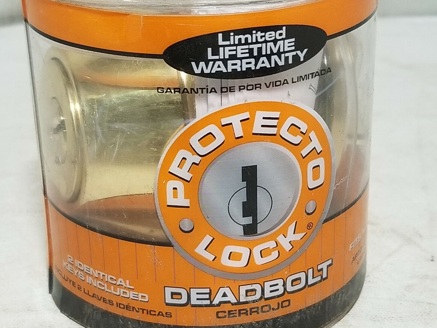 Protecto Lock deadbolt, Single Cylinder 3, 119, 91190-001, polished brass