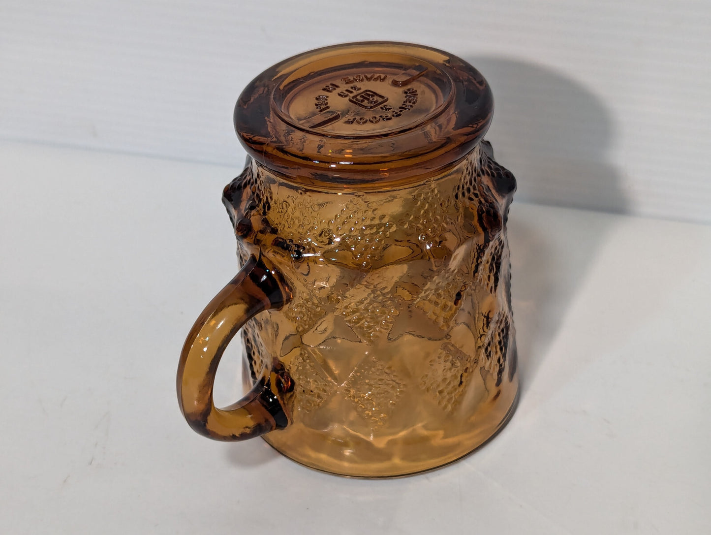 Vintage 8 Piece Anchor Hocking Amber Brown Glass Kimberly Diamond Cups Fire King