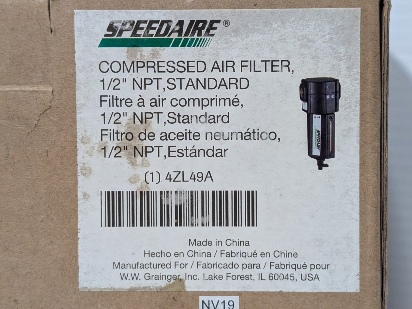 Speedaire 4ZL49A Compressed Air Filter 1/2" NPT, Standard, New in Box