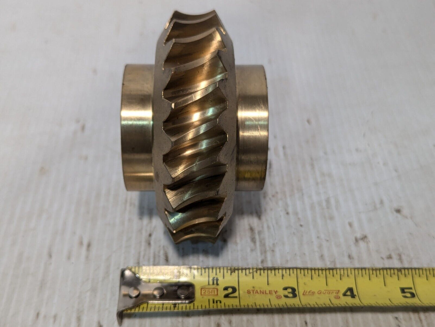 23 Tooth Brass Worm Gear 4" Dia 1 3/8" Notched Bore 2 1/2" H - Free Shipping