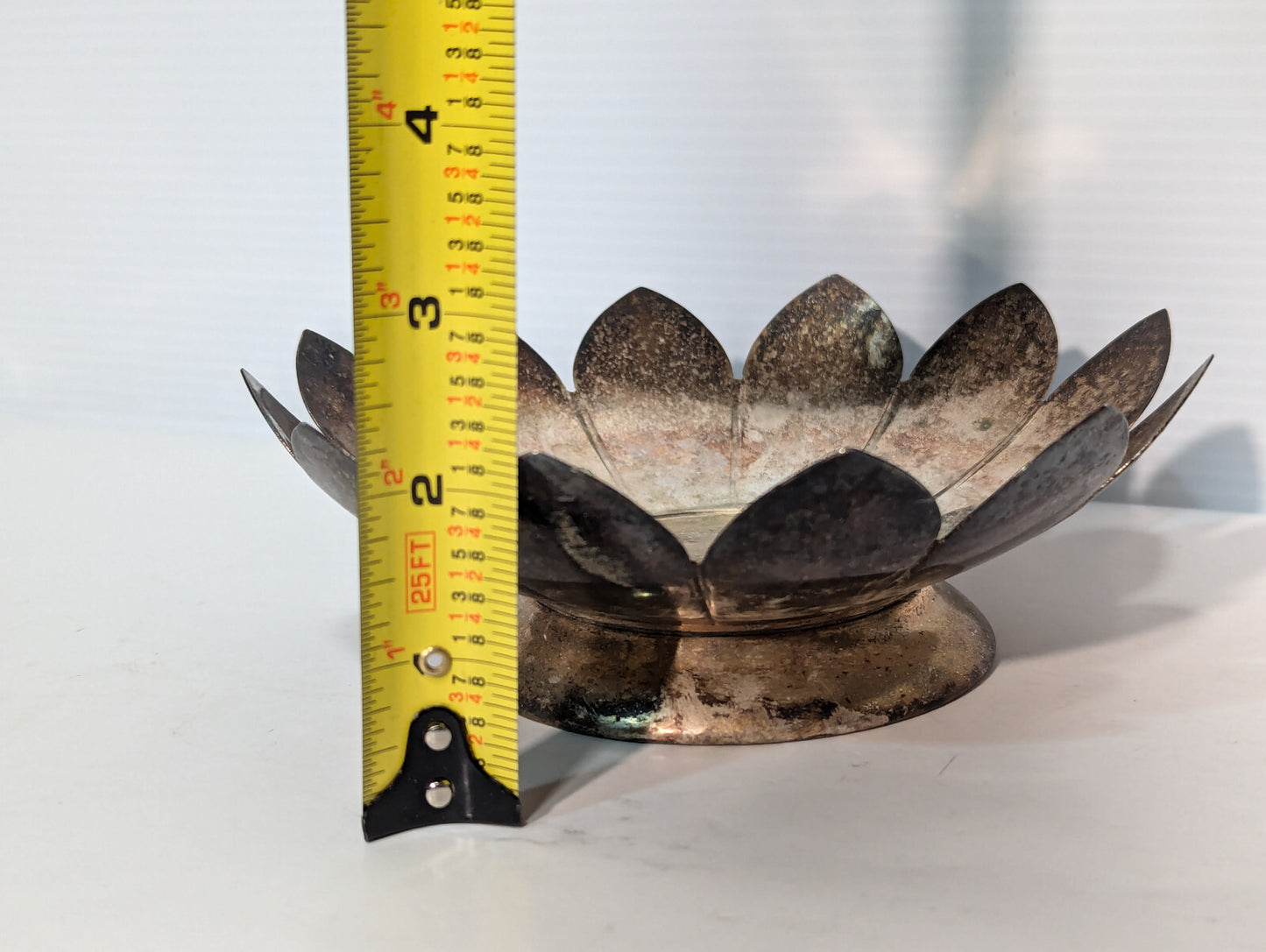 Vintage Brass Lotus Candle Holder Cone Incense Burner Dish Nested Removable Part