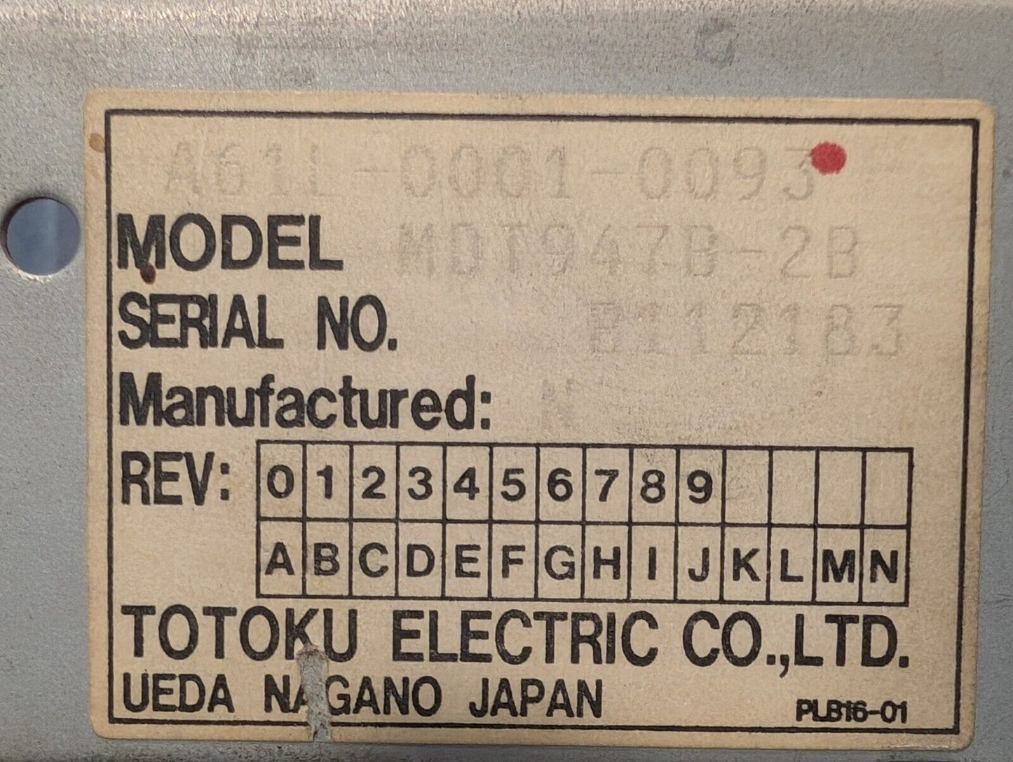 Totoku MDT947B-2B Panel Monitor, 9" Monochrome, A61L-0001-0093 - Free Ship