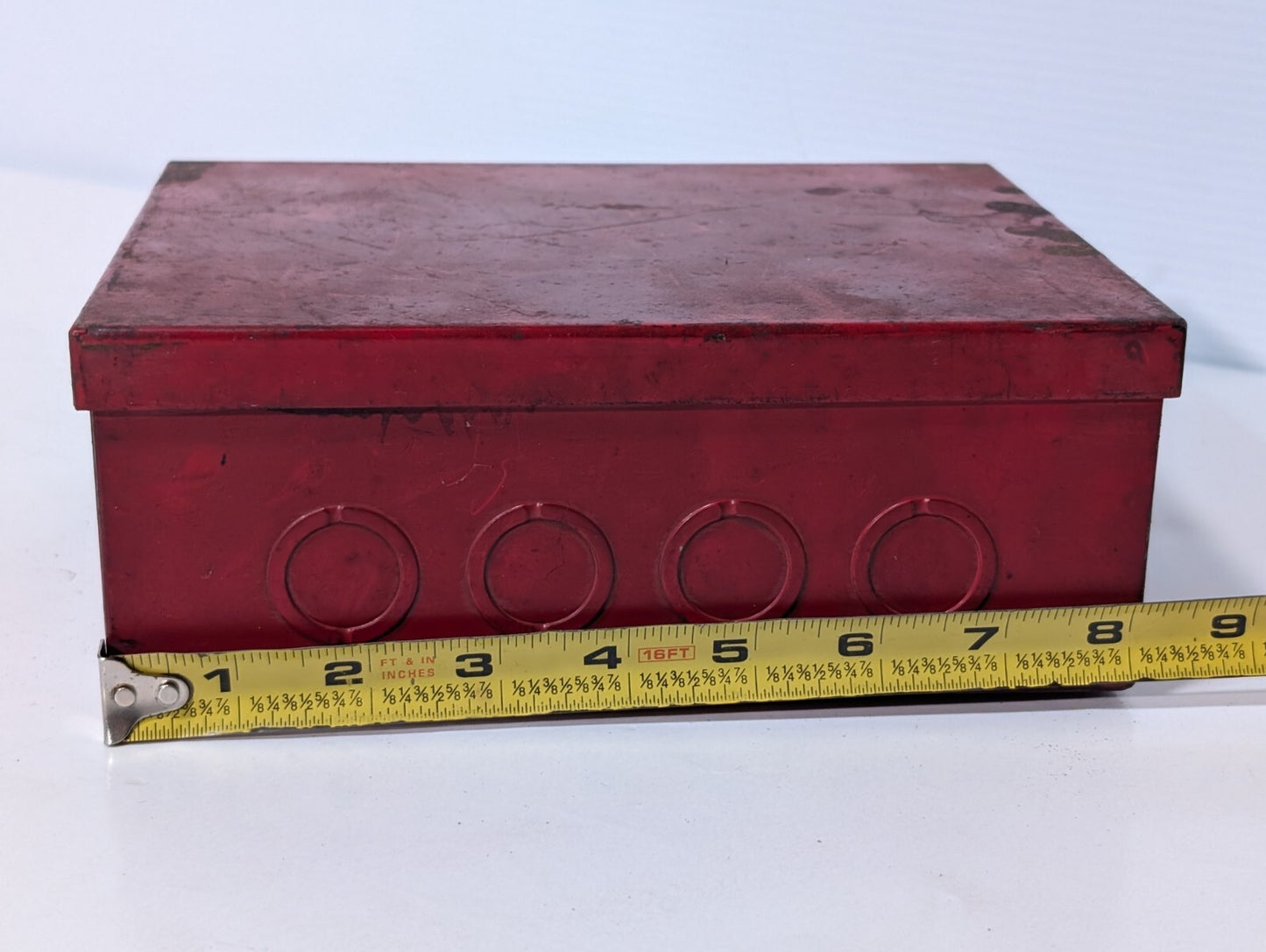 Unbranded Junction Box Enclosure 8" x 6" x 3.25", Punch Outs, Hinged Lid, Red