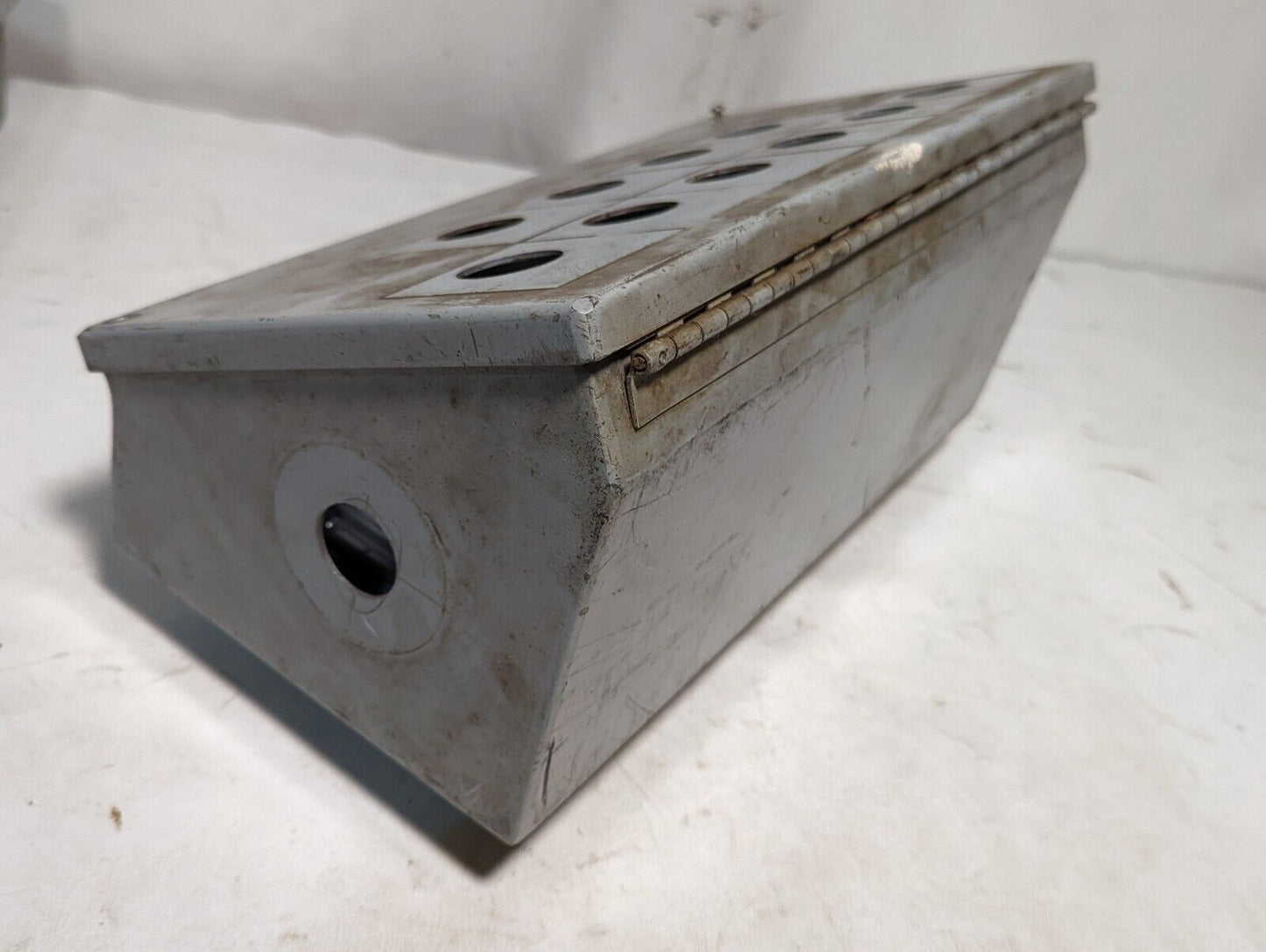 Hoffman C-8C16 industrial control panel enclosure, 10 pushbutton holes