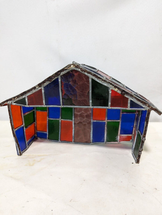 Stained Glass Manger \ Building  12"h x 9"w x 4"d  Unique Handmade Item