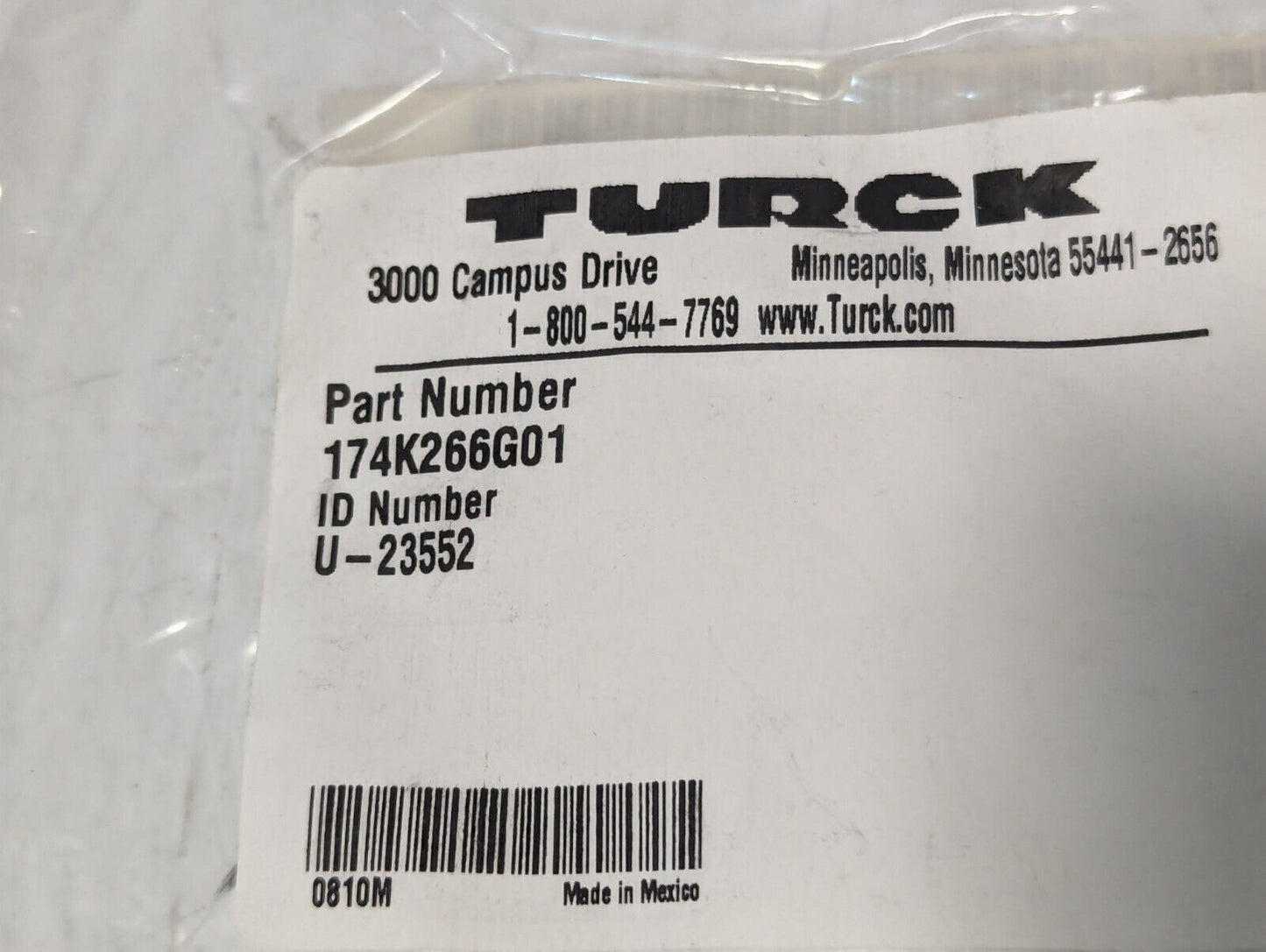 Turck U-23552 Cable Assembly, Length 9.5 ft, 174K266G01 - Free Shipping