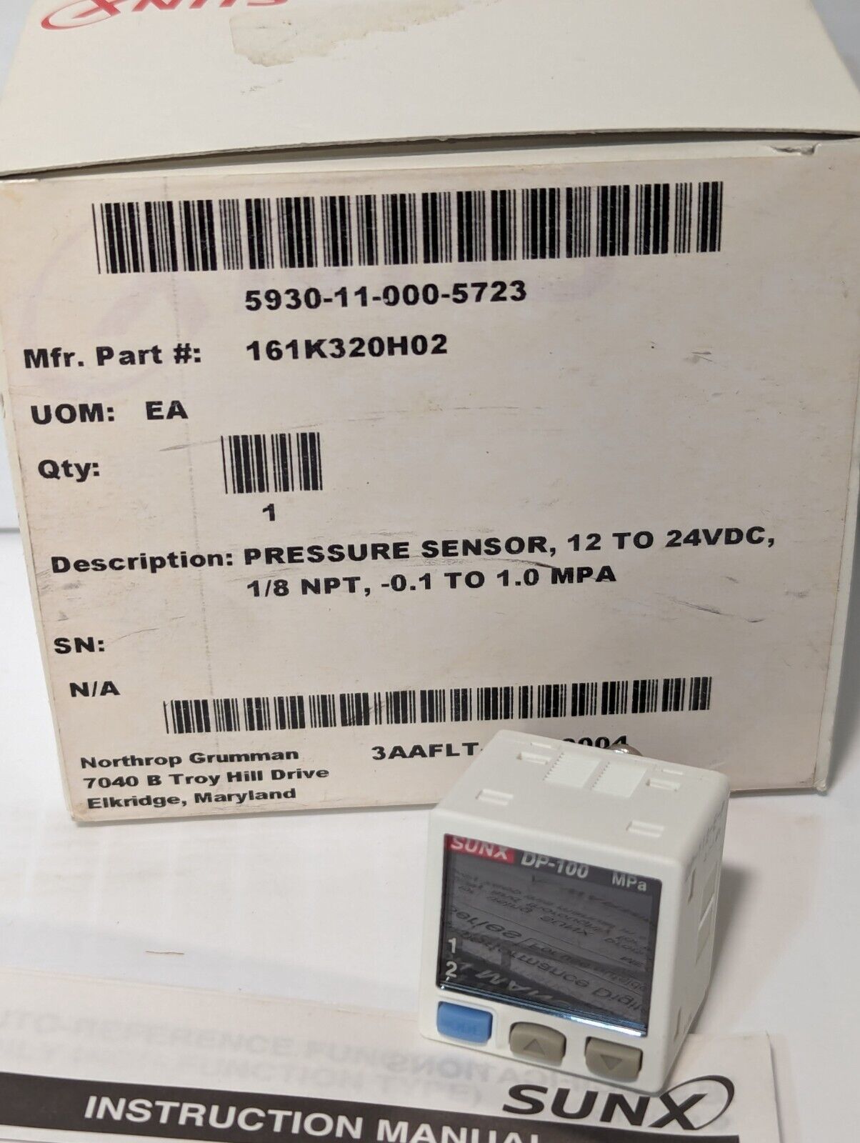 SunX DP-112-E-P-J Pressure Sensor, 161K320H02 - Free Shipping