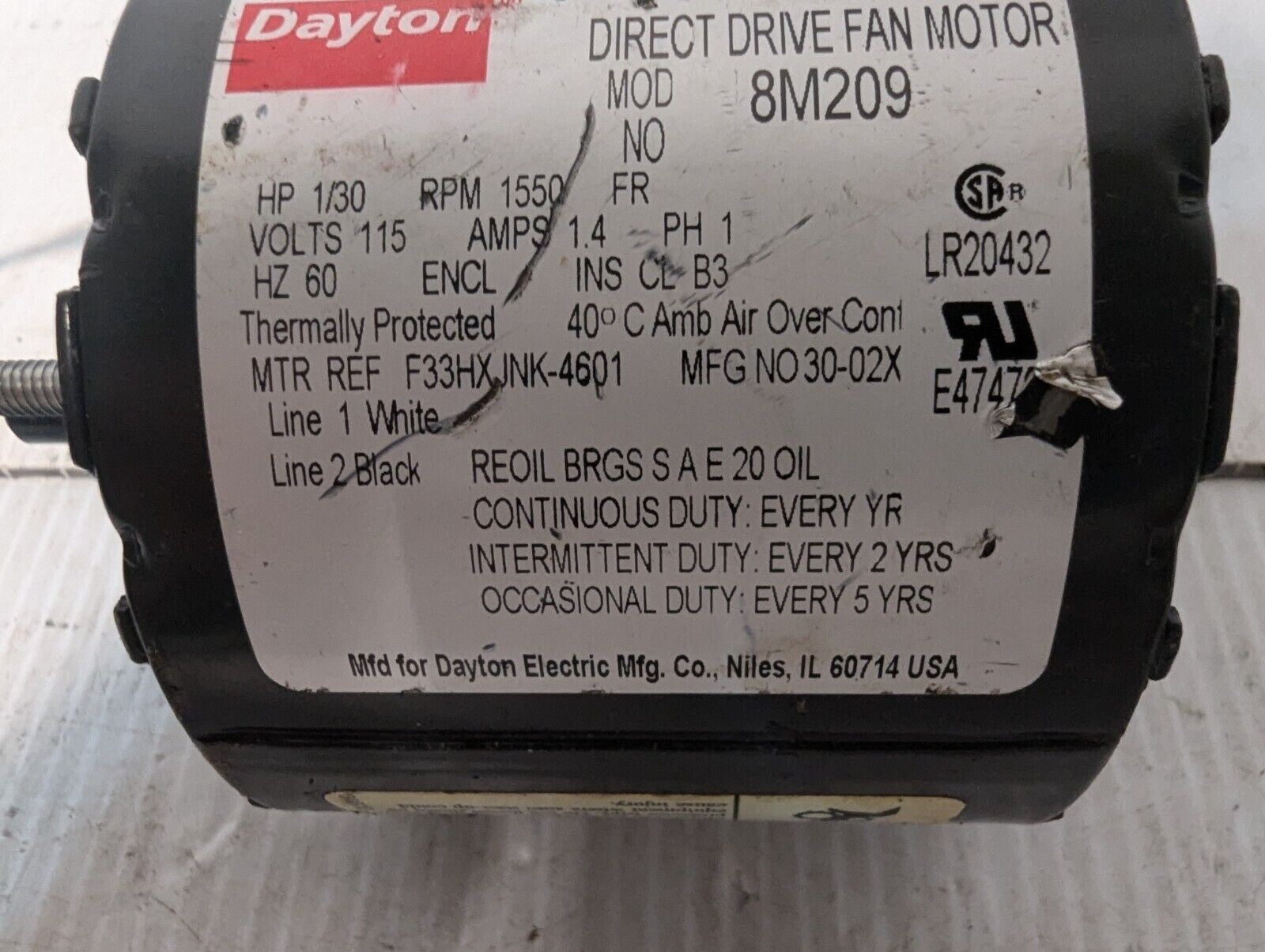 Dayton 8M209 Direct Drive Fan Motor - Free Shipping+Returns