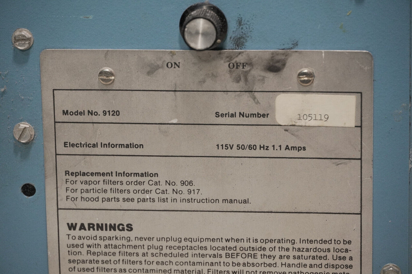 Lerner Laboratories Fume-Gard 9120 Air FIltering Appliance