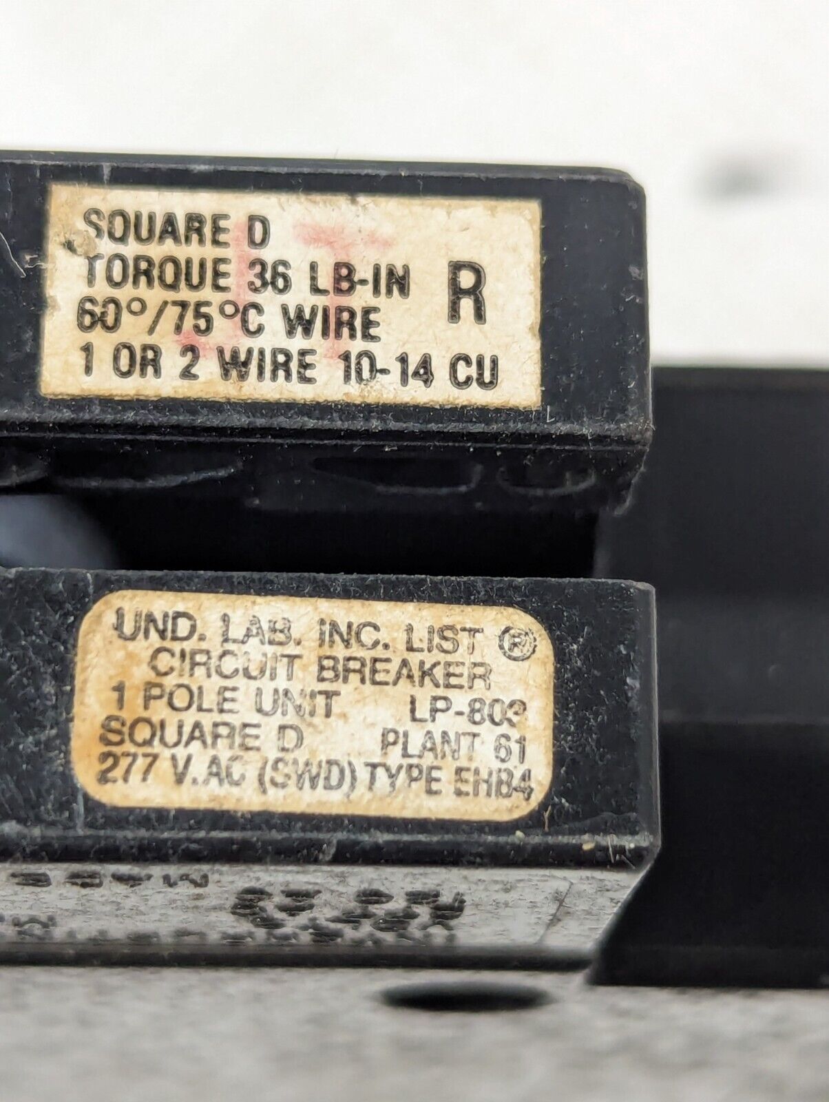 Square D EHB4 Circuit Breaker, 20A, 277 VAC, 1-Pole