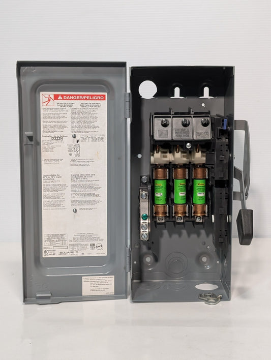 Square D D322N General Duty Safety Switch Fusible 60A 3PH 240VAC FRN-R-35 Fuses