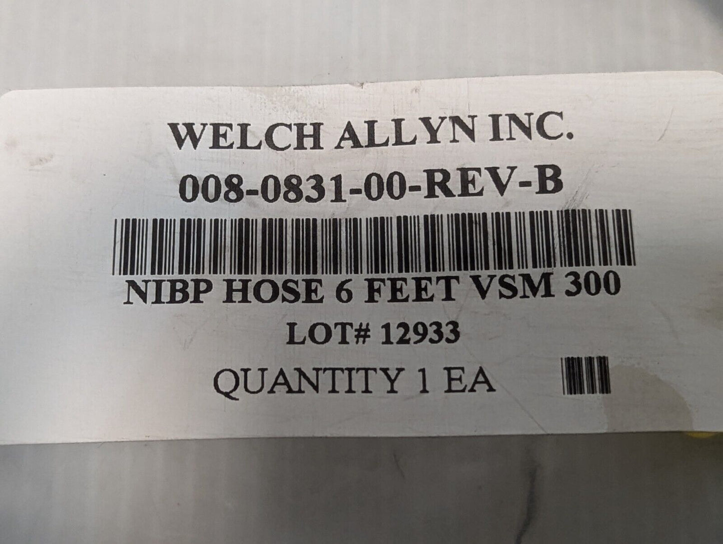Welch Allyn 008-0831-00 Rev-B NIBP Hose 6' Length - Free Shipping