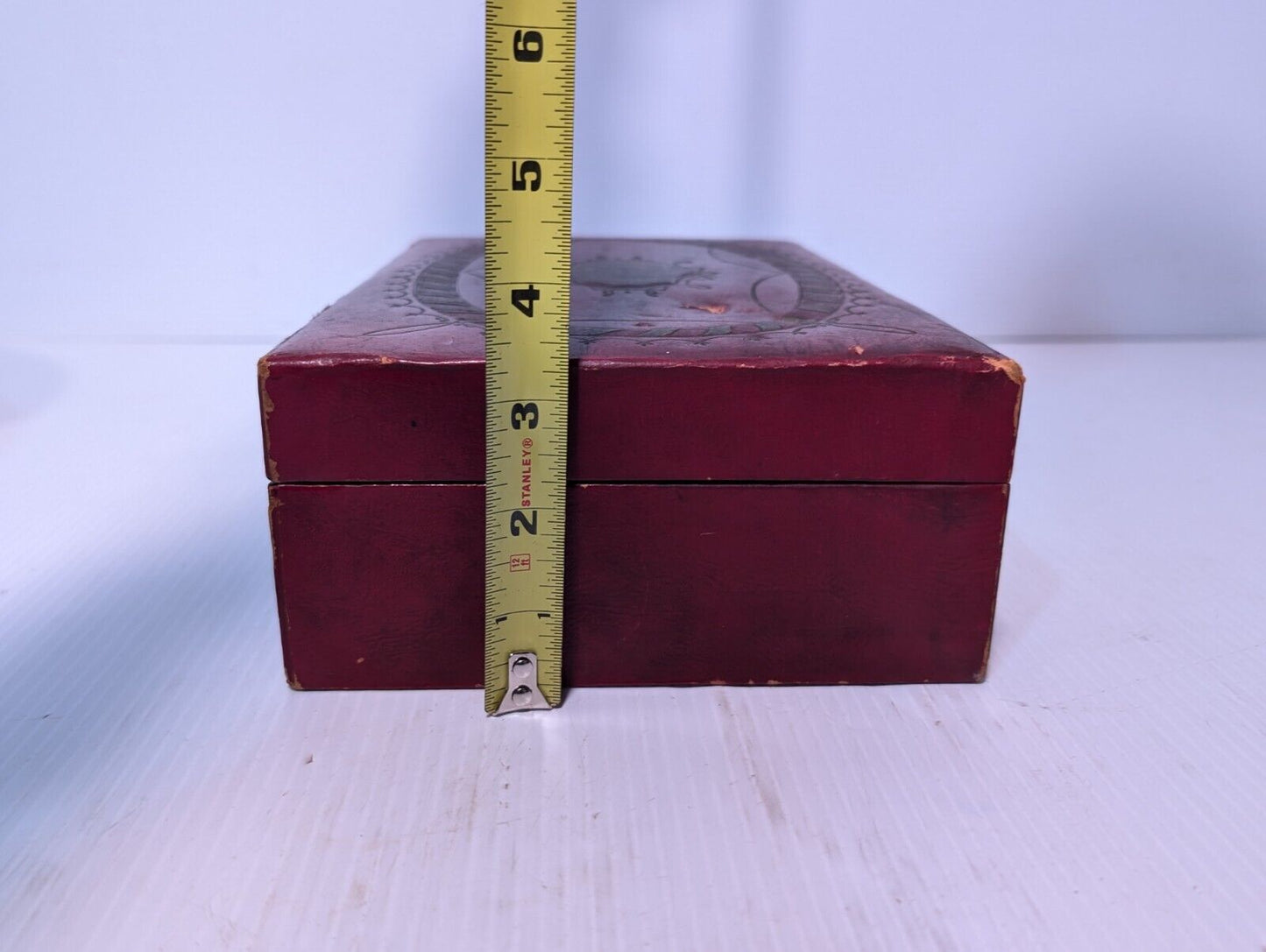 Vintage Jewelry Storage Deep Red, Jewelry Box w/ Vanity Mirror - Free Shipping