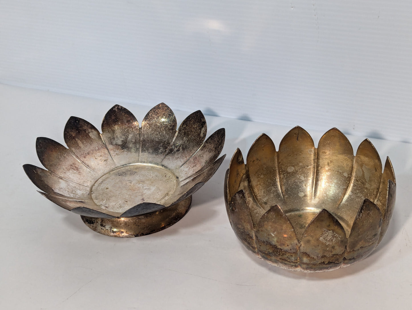 Vintage Brass Lotus Candle Holder Cone Incense Burner Dish Nested Removable Part