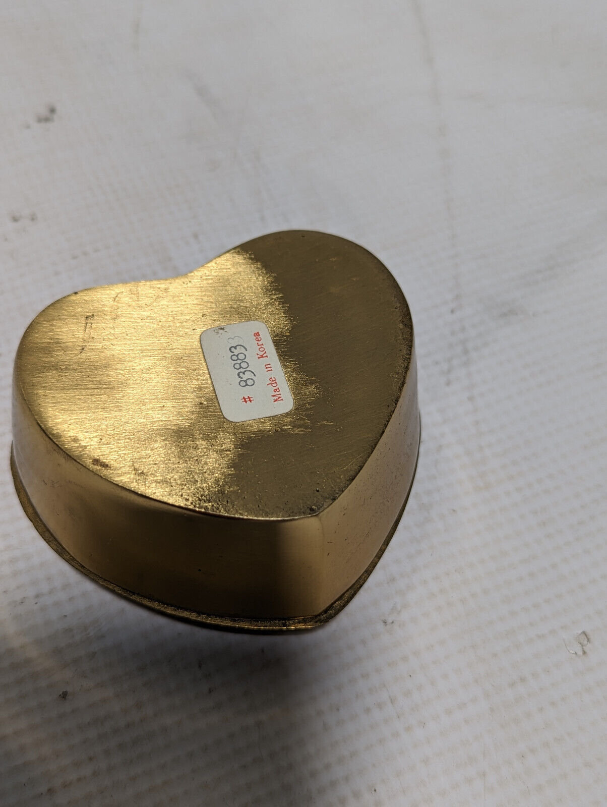 Vintage Korean Heart Shaped Ring Pill Brass Container Trinket, 3.5x3x1.5 inches