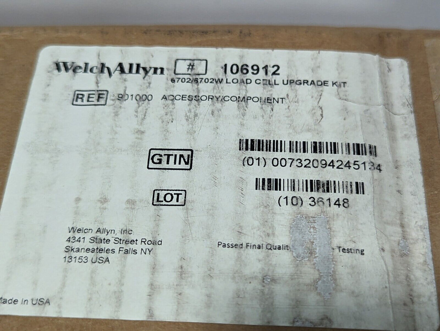 WelchAllyn 106912 6702/6702W load cell upgrade kit, 901000 accessory component