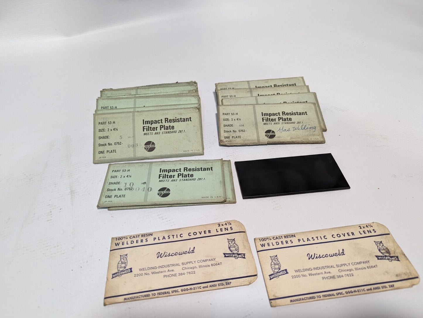 Lot of Jackson 53-H impact resistant filter plates, size 2 x 4.25, as pictured