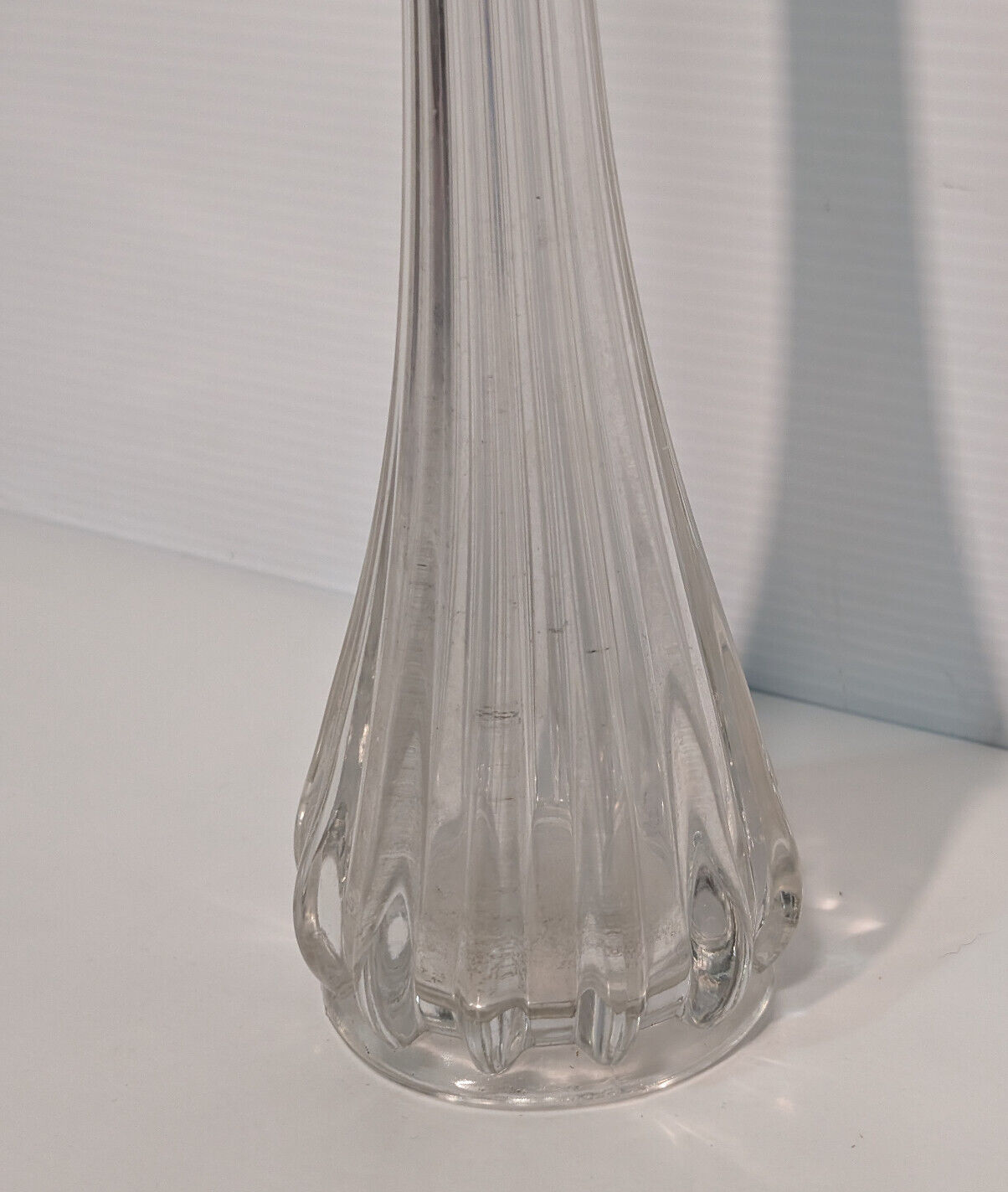 Vintage Clear Crystal Vase Stretch Swung Glass Splash Long Stem 17.5"