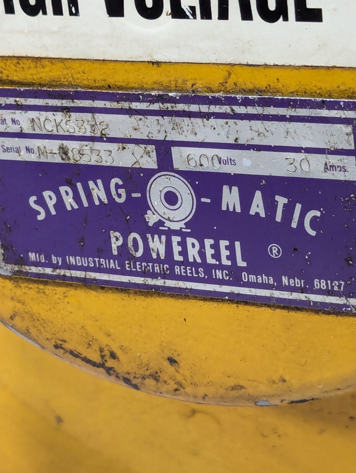 Spring-O-Matic NCKS332 Powereel, 600V, 30A, cord reel