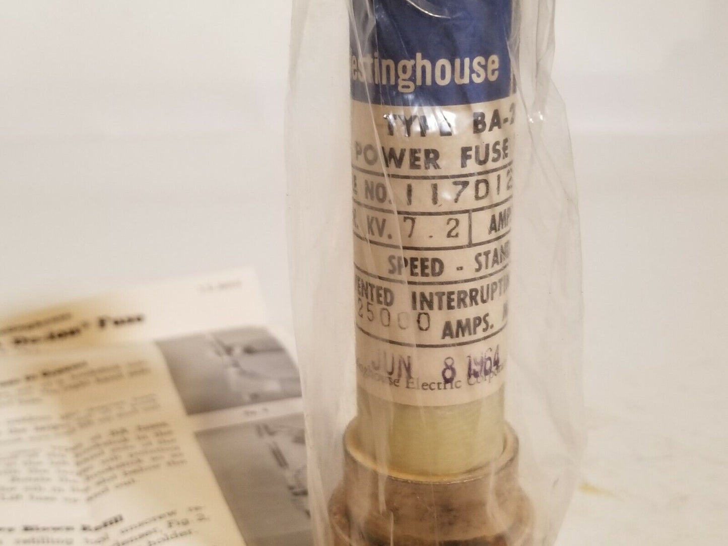 Westinghouse BA-200 117D123A10 50E Boric Acid Power Fuse Refill, New OldStock