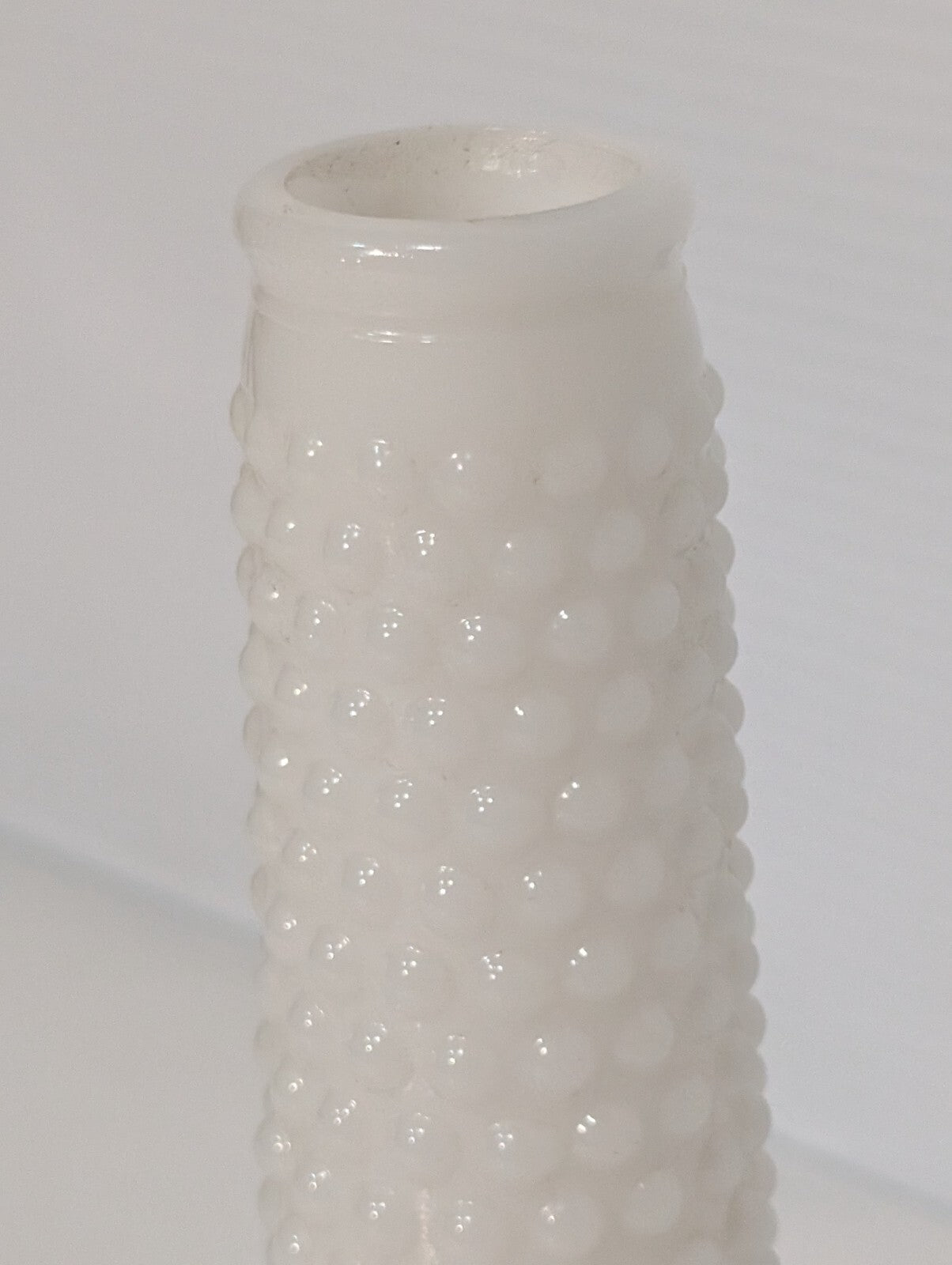 Vintage Fenton Milk Glass Hobnail Wide Bottom Fluted Bud Vase 7" Tall
