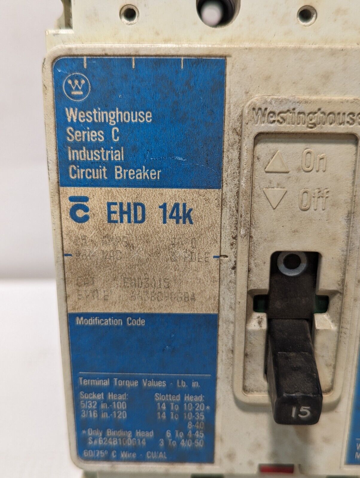 Westinghouse EHD3015 Circuit Breaker, 15A, 480VAC - * Free Shipping *
