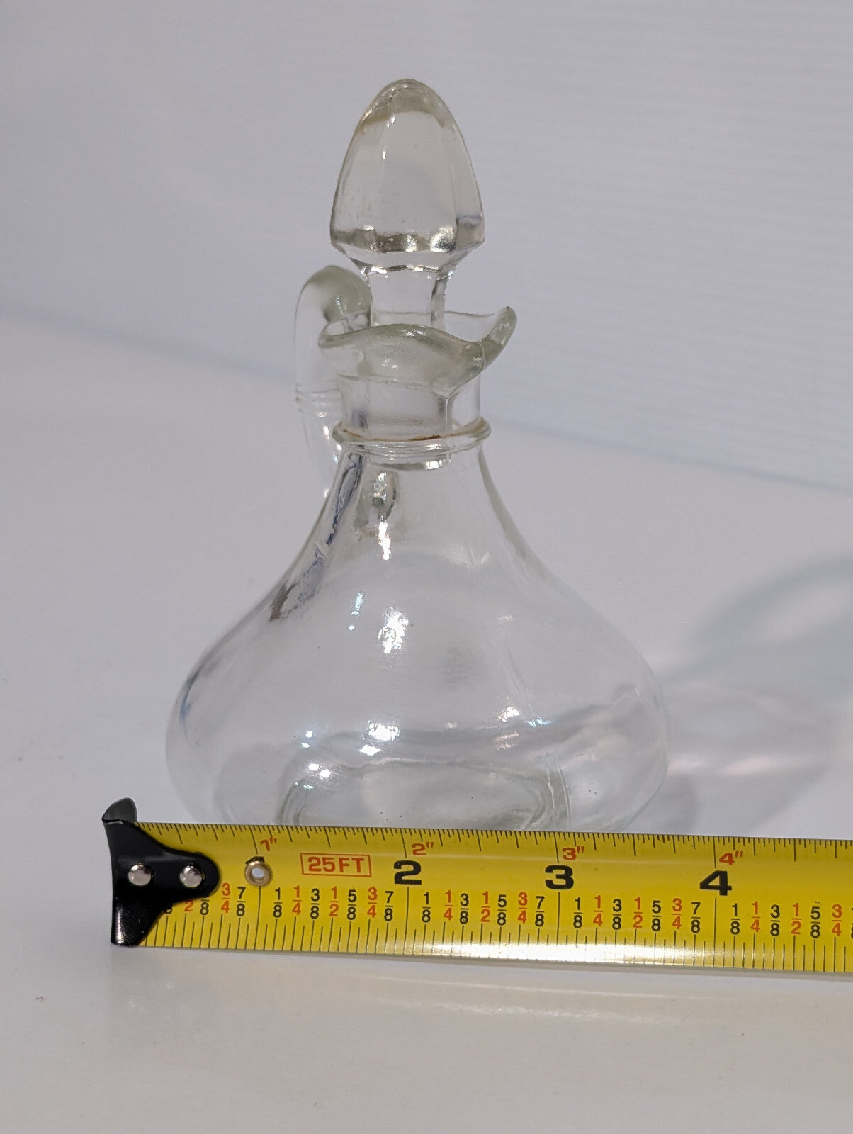 Vintage Clear Glass Cruet Bottle with Stopper Oil Vinegar Dressing Serving Ware