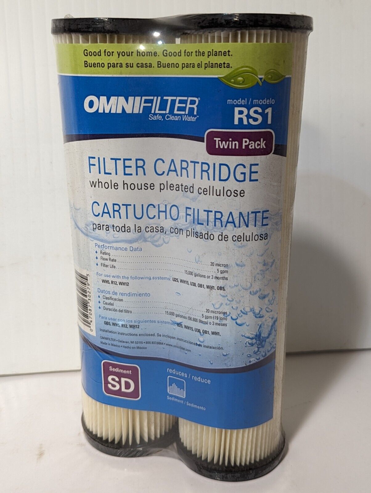 Lot of 5 Omnifilter water filters: 2x RS1, 2x RS14, 1x RS19, 1x OB1 filter housi
