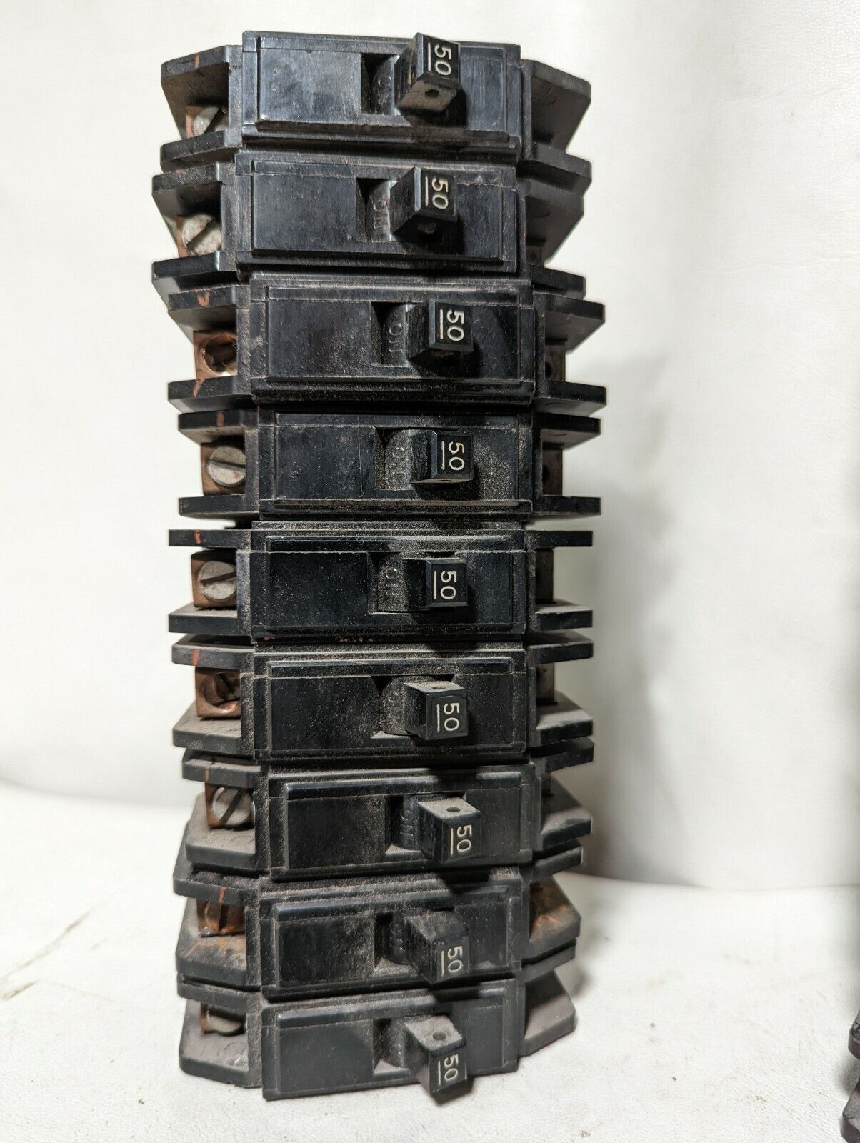 Lot of 6 Westinghouse QCL1050 circuit breakers, 50A, 1P, 120/240VAC, 1419816