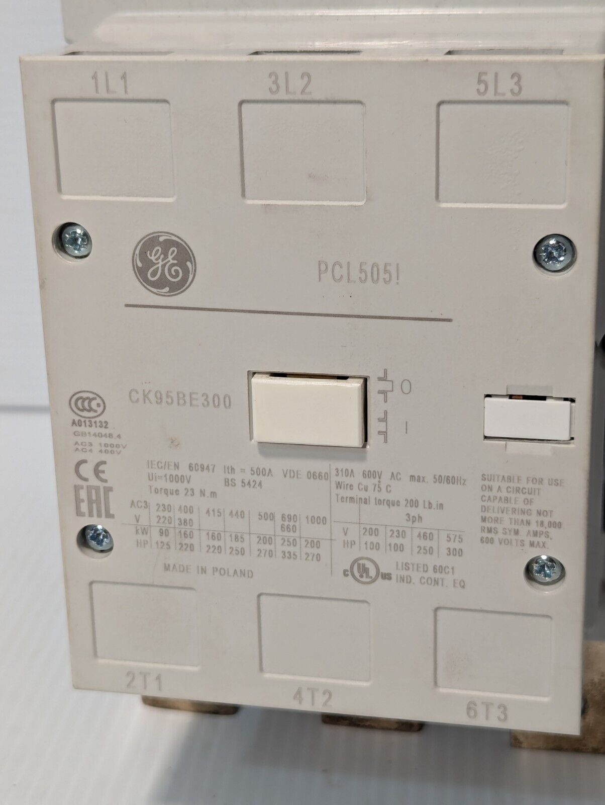 GE CK95BE300 contactor, with KM5ED coil 24-28VAC/VDC - Free Shipping